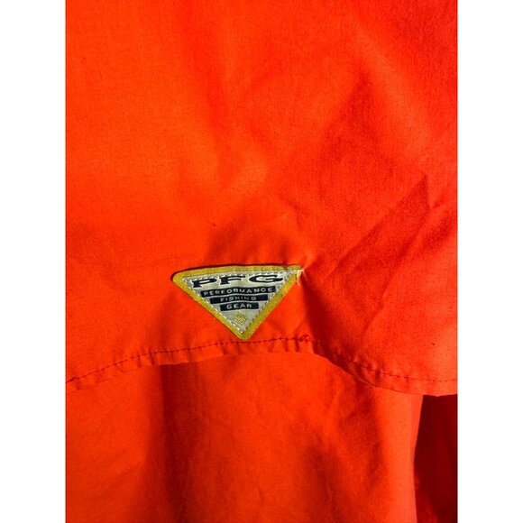 Columbia PFG Mens Long Sleeve Shirt S 65% Polyester 35% Cotton Bright Red - Picture 8 of 11